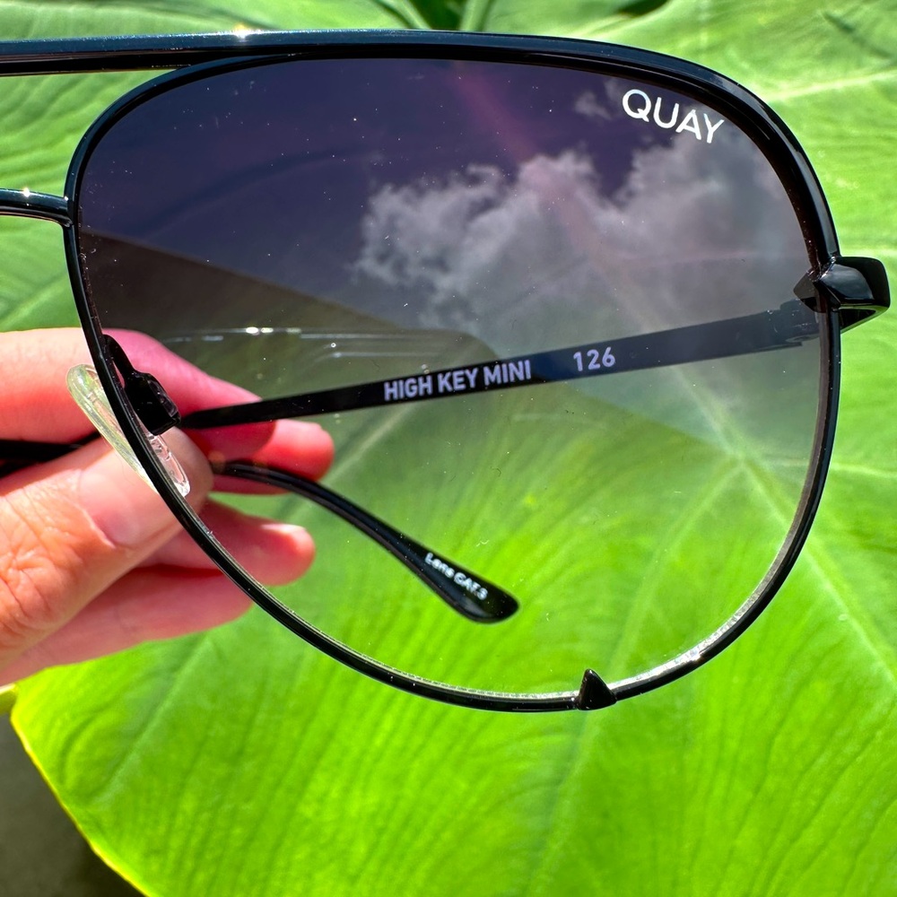 Quay Mini High Key Black Aviator Sunglasses with Gradient Lenses